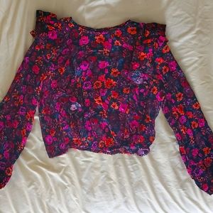 NWT Floral blouse with ruffle detail